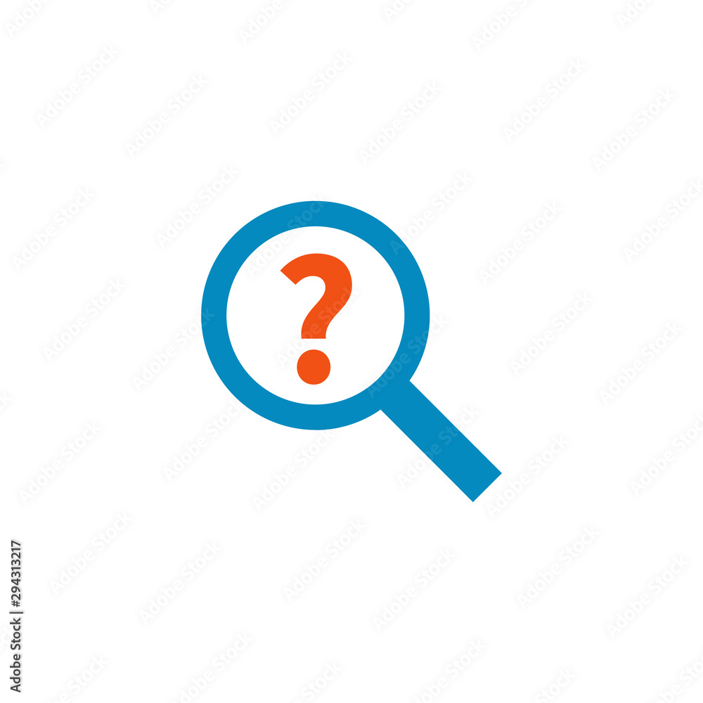 magnifying glass icon. Search icon. Question mark. Stock vector illustration on white background. magnifying glass icon. Search icon. Question mark. Stock vector illustration on white background.