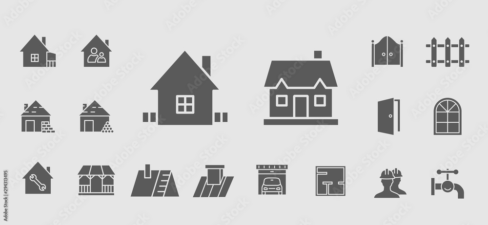 Construction icons set - Vector solid silhouettes on the topic of repair