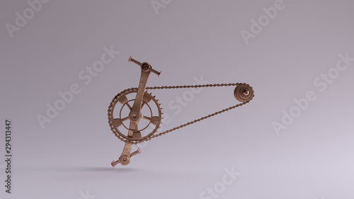 Bronze Bicycle Cranks Chain an Peddles 3d illustration 3d render