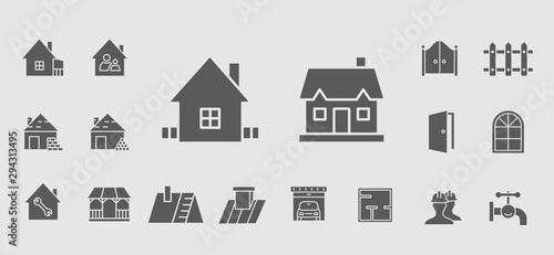 Construction icons set - Vector solid silhouettes on the topic of repair