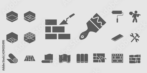 Construction icons set - Vector solid silhouettes on the topic of repair