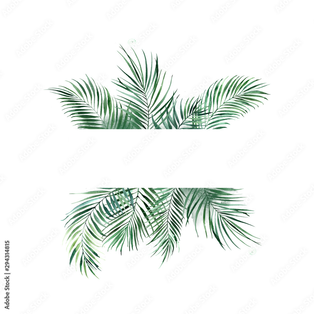 Frame of green tropical palm leaves. Natural design. Frame of green tropical palm leaves. Natural design.