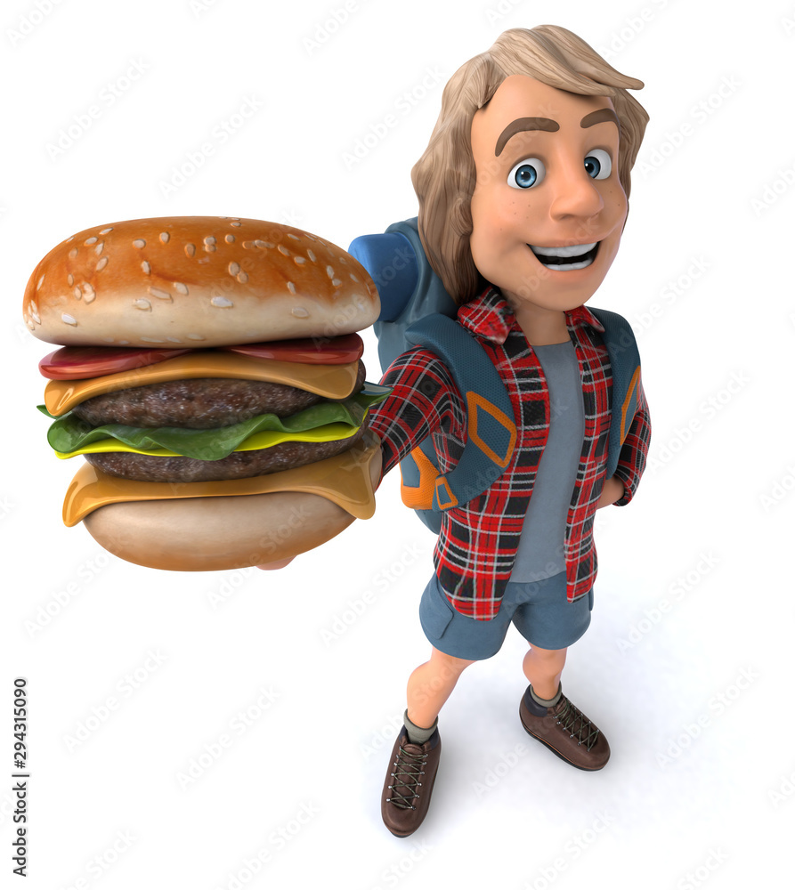 Fun backpacker cartoon guy Fun backpacker cartoon guy