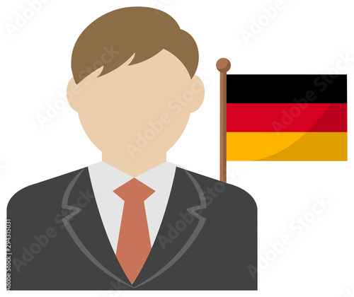 Faceless business man with national flags / Germany . Flat vector illustration. 