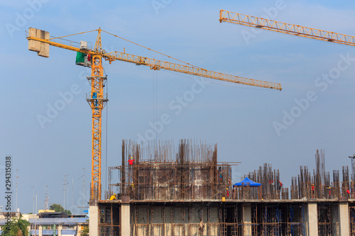 construction crews working on high ground heavy industry and safety concept