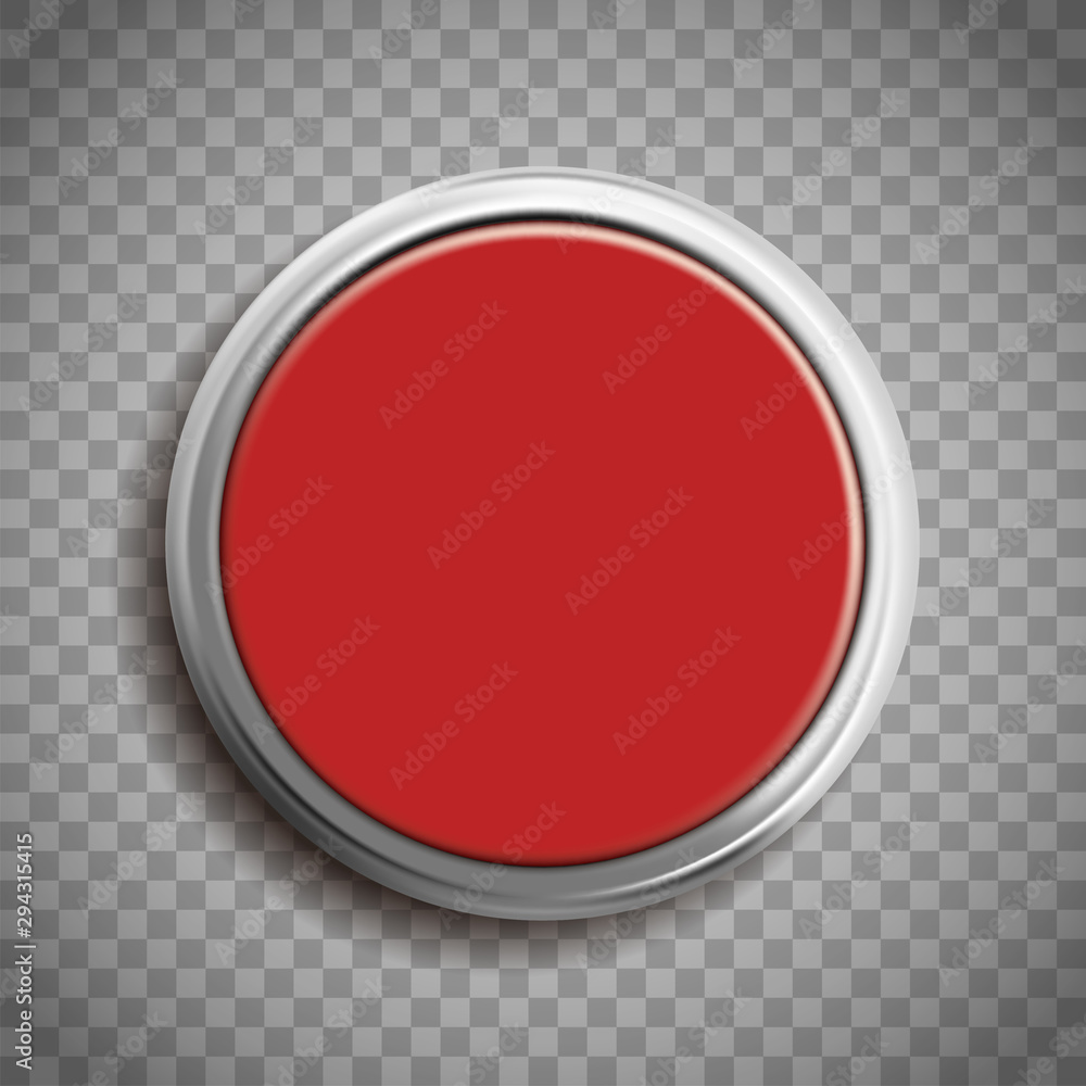 Red button template isolated on transparent background