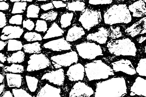 Stones wall background. Black and white texture. Vector illustration