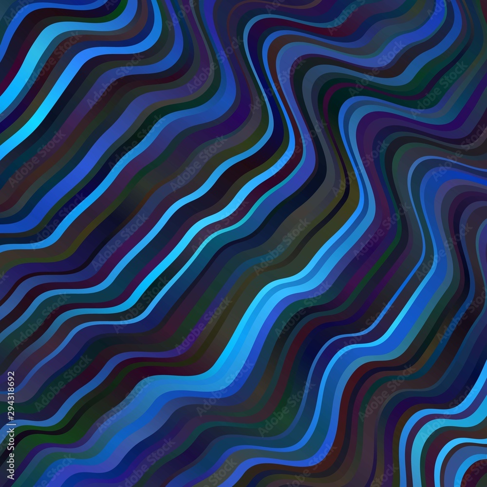 Dark BLUE vector pattern with wry lines. Colorful abstract illustration with gradient curves. Pattern for booklets, leaflets.