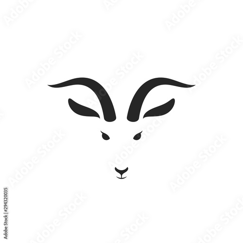 Goat. Logo. Isolated head on white background