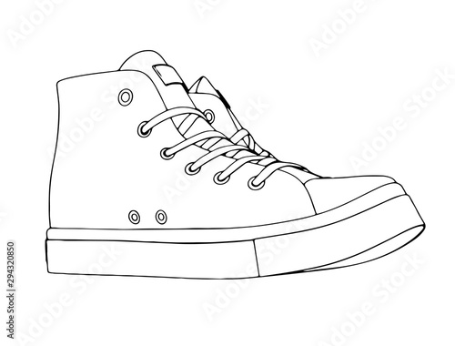 sketch of sneakers on a white background vector