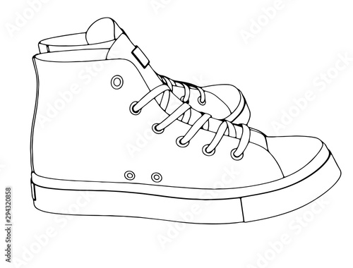 sketch of sneakers on a white background vector
