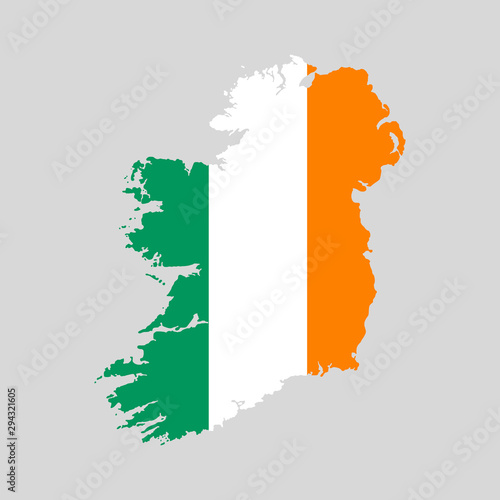 Vector illustration of Ireland flag map. Vector map.