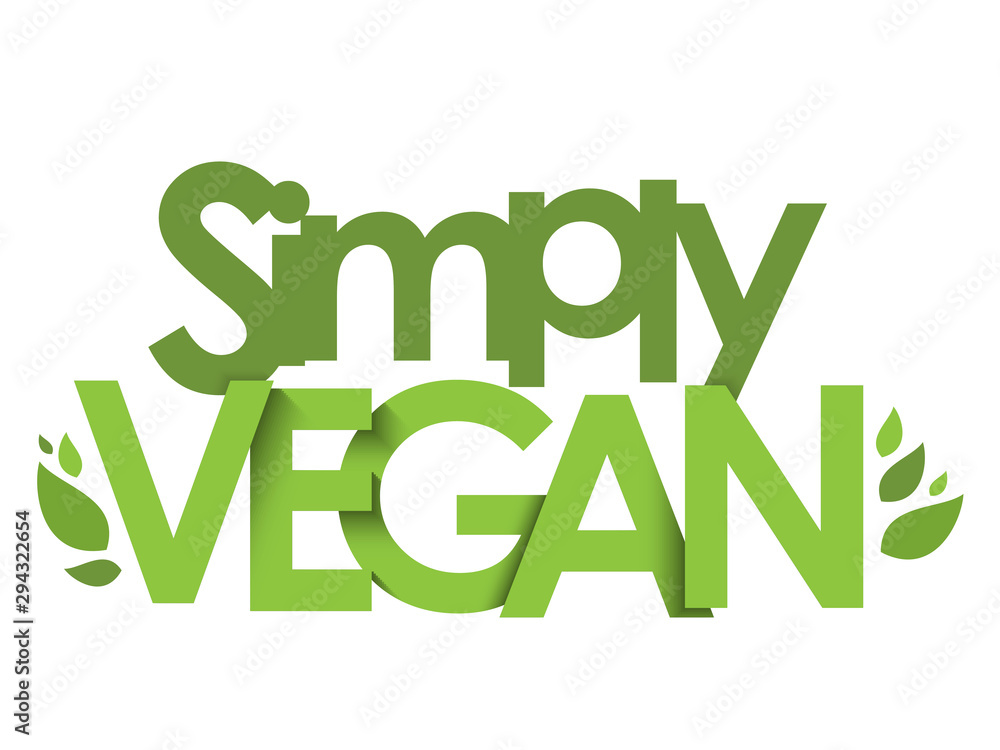 SIMPLY VEGAN green vector typography with leaves SIMPLY VEGAN green vector typography with leaves