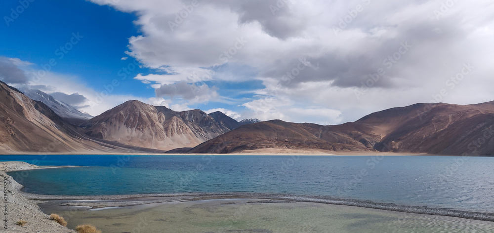 Pangong Tso lake of Ladakh, India. Pangong Tso, Tibetan for 