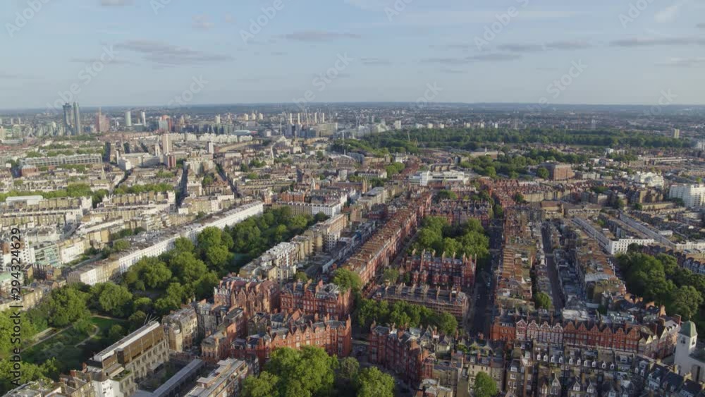 Aerial establishing shot of Cadogan Square, prime central property in London Aerial establishing shot of Cadogan Square, prime central property in London