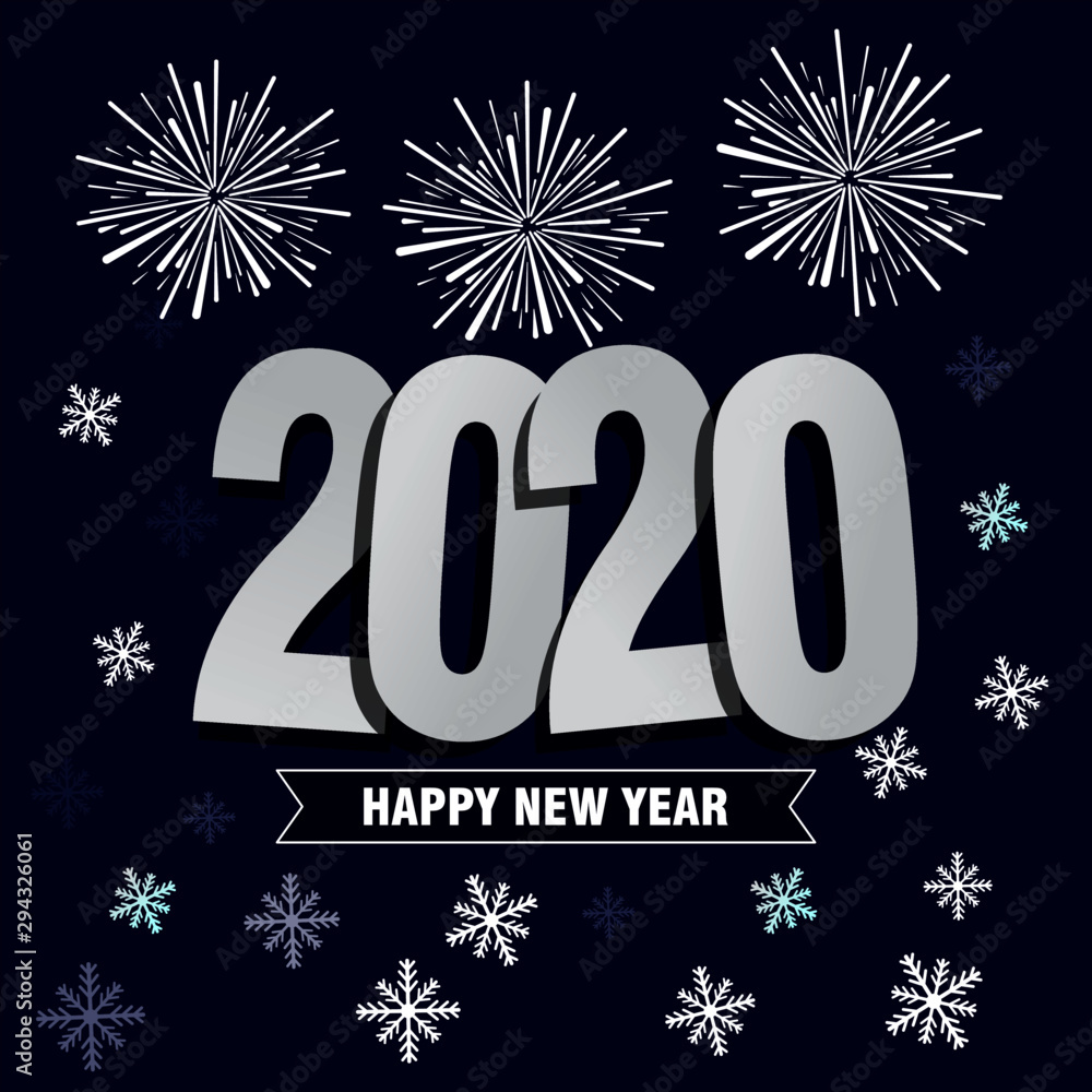 new year card 2020 with firework
