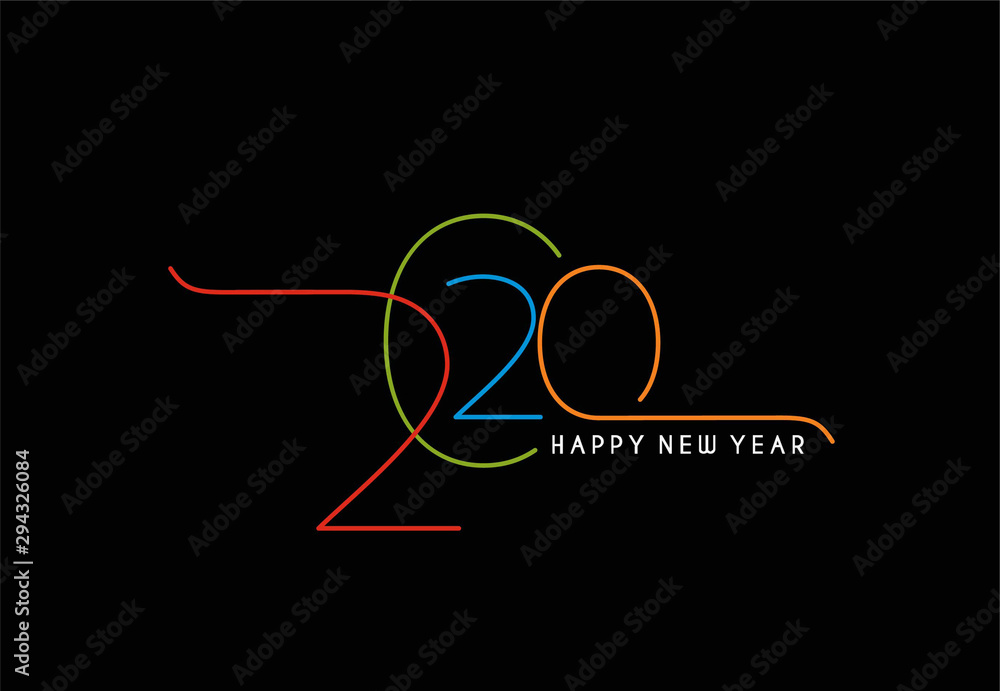 Happy New Year 2020 Text Typography Design Patter, Vector illustration. Happy New Year 2020 Text Typography Design Patter, Vector illustration.