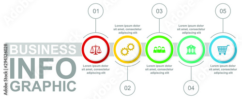 Infographic vector template for presentation, chart, diagram, graph, business, law and technology concept with 5 options