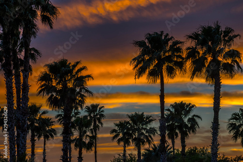 Dramatic vibrant sunset scenery in Donna Victoria Palms RV Resort  Texas
