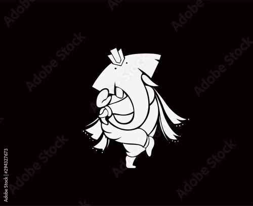 Hindu God Ganesha - elephant. Vector hand drawn illustration.