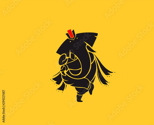 Hindu God Ganesha - elephant. Vector hand drawn illustration.