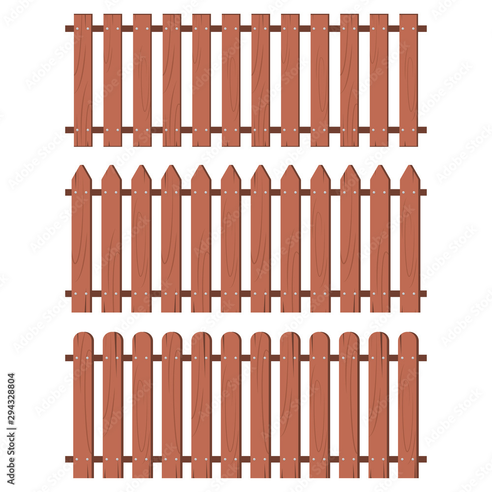 Wooden fence vector cartoon set isolated on a white background. Wooden fence vector cartoon set isolated on a white background.
