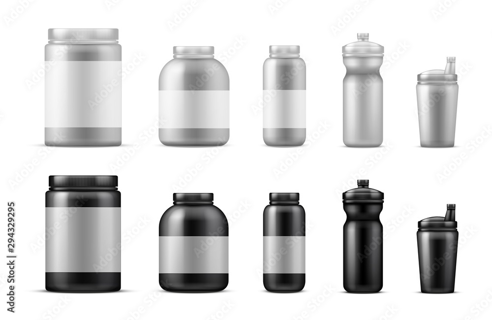 Water Bottles Realistic Plastic Liquid Containers Stock