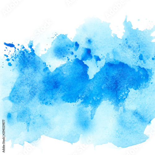 splash blue watercolor on paper.