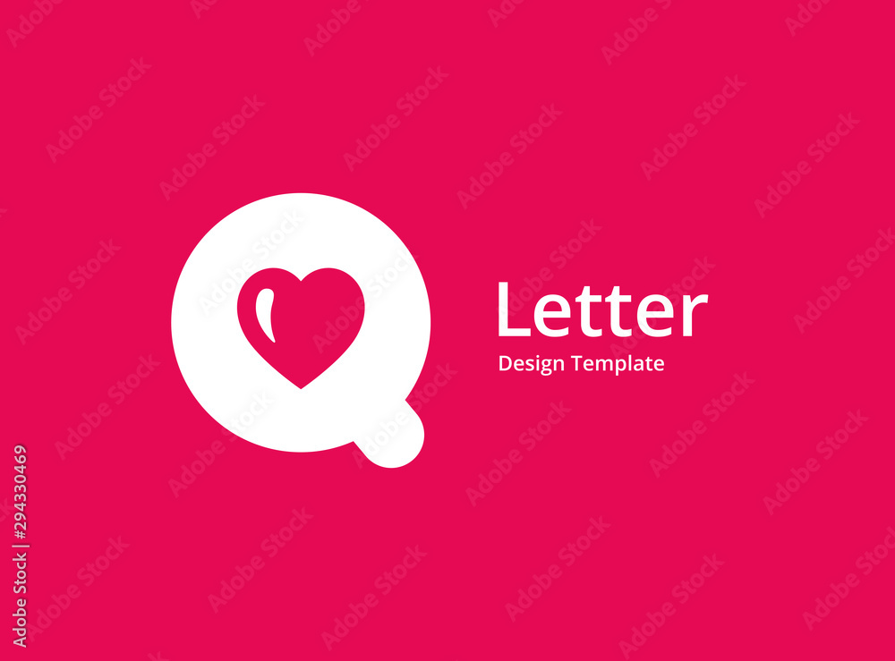 Letter Q heart logo icon design template elements