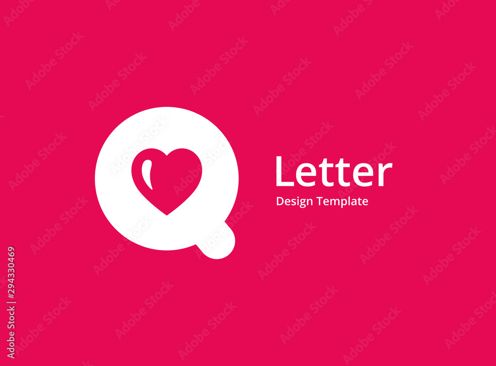 Letter Q heart logo icon design template elements Letter Q heart logo icon design template elements