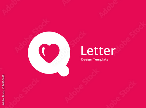Letter Q heart logo icon design template elements
