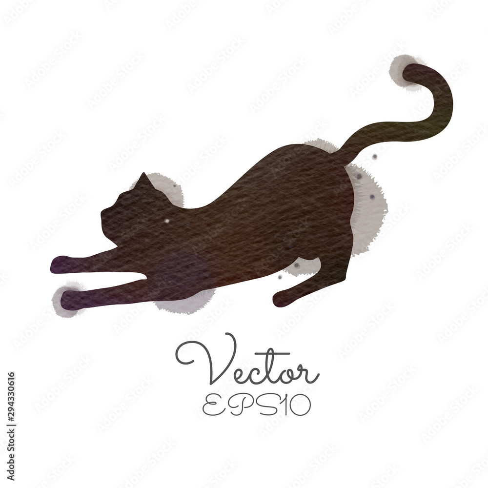 Obraz premium Silhouette of watercolor black cat.