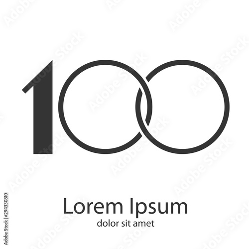 Logotipo número 100 con ceros entrelazados en color gris