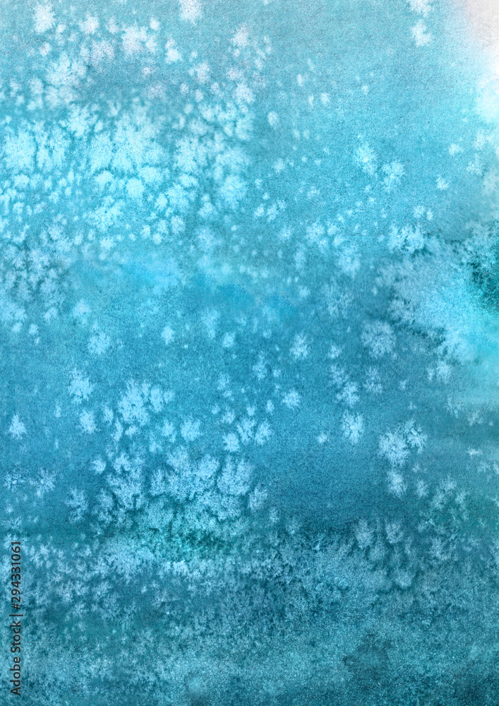 Abstract indigo watercolor background. Splashes and stains of watercolor. The texture of the sea.