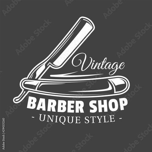Barbershop label isolated on black background