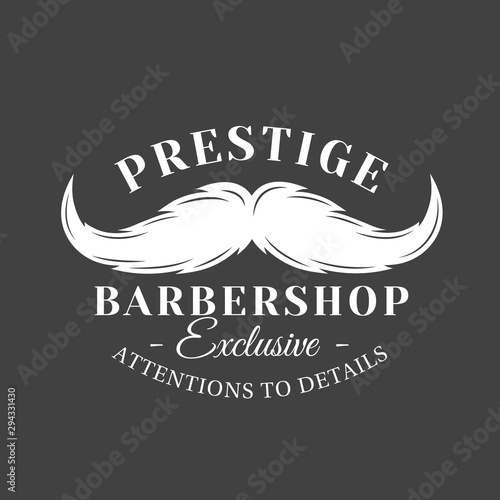 Barbershop label isolated on black background