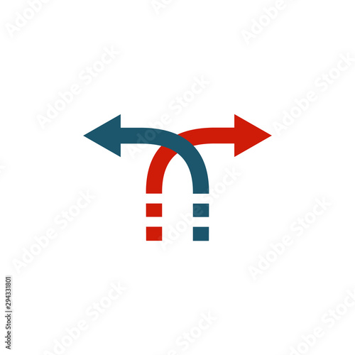 Decision Arrows in opposite direction. Sync arrows. Stock vector illustration isolated on white background.