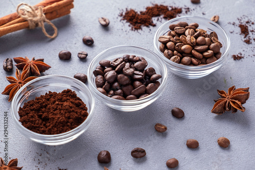 Different types of coffee beans.