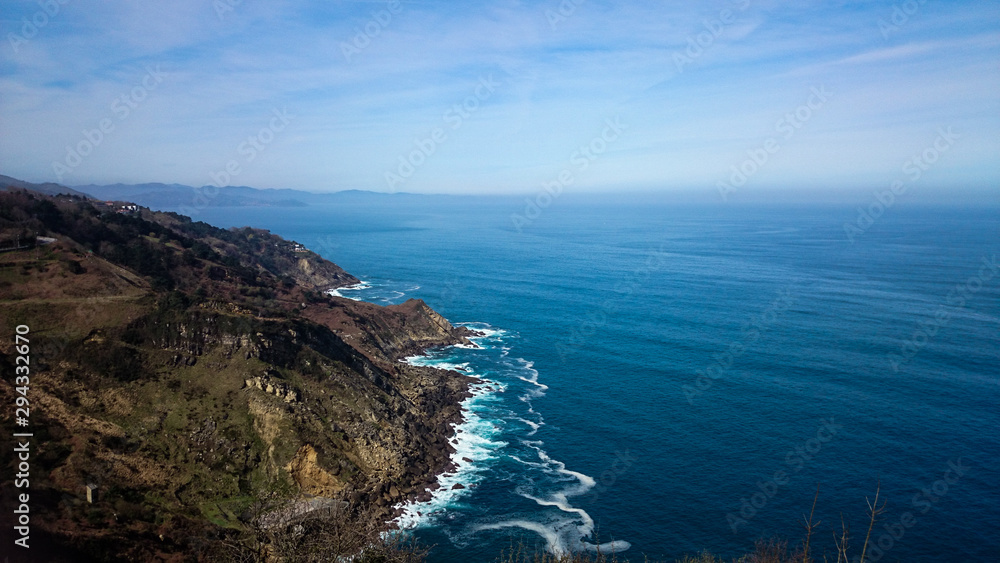 Baque country coast, sea and rocks in a cloudy day of autumn