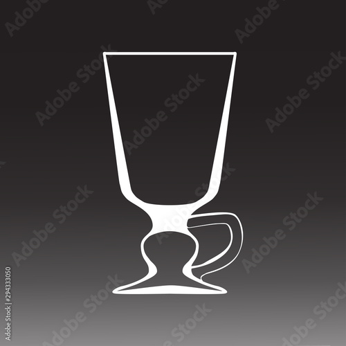 Wine glass. Silhouette of empty wine glass for mulled wine. Cartoon flat style. Vector illustration