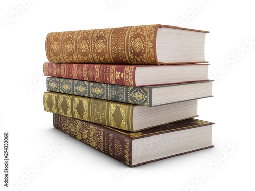 3D rendering Old Books isolated on white background