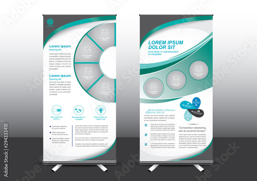 RollUp template vector illustration, Designed for style applied to the expo. Publicity banners, business model vertical.