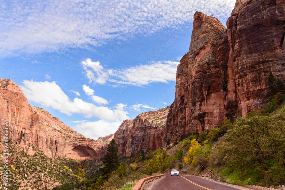 Road trip in the mountains, Zion Nation Park, Utah Road trip in the mountains, Zion Nation Park, Utah