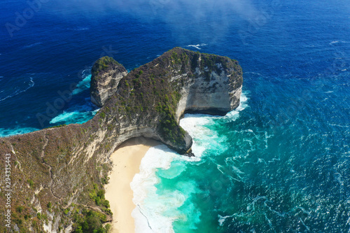 Island in the sea, famous Kelingking beach, Nusa Penida Island, Bali.