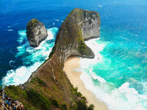 Rock in the sea, most famous Kelingking Beach, Nusa Penida Island, Bali.