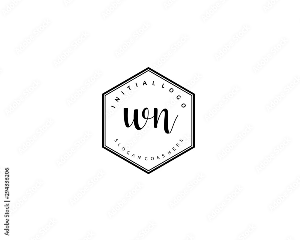 WN Initial handwriting logo vector WN Initial handwriting logo vector