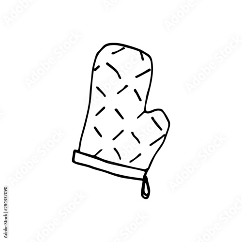 Hand drawn oven glove drawing vector
