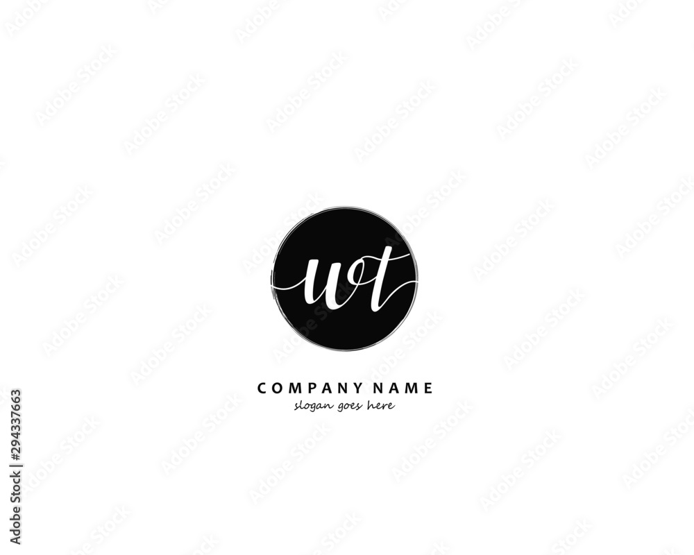 WT Initial handwriting logo vector WT Initial handwriting logo vector