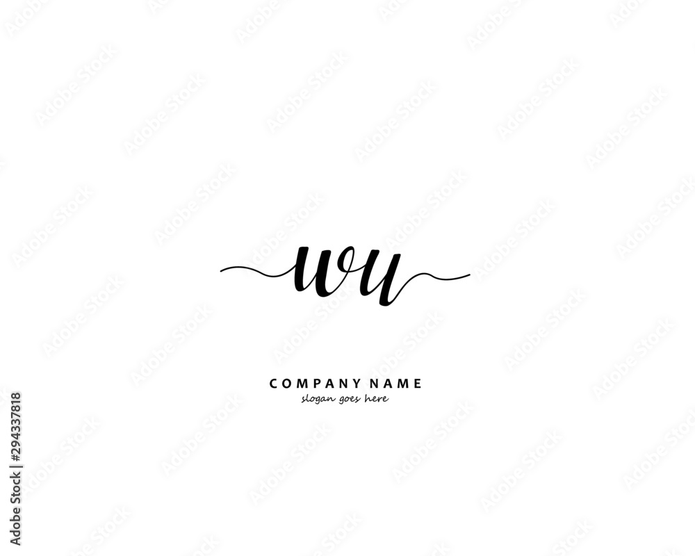 WU Initial handwriting logo vector WU Initial handwriting logo vector