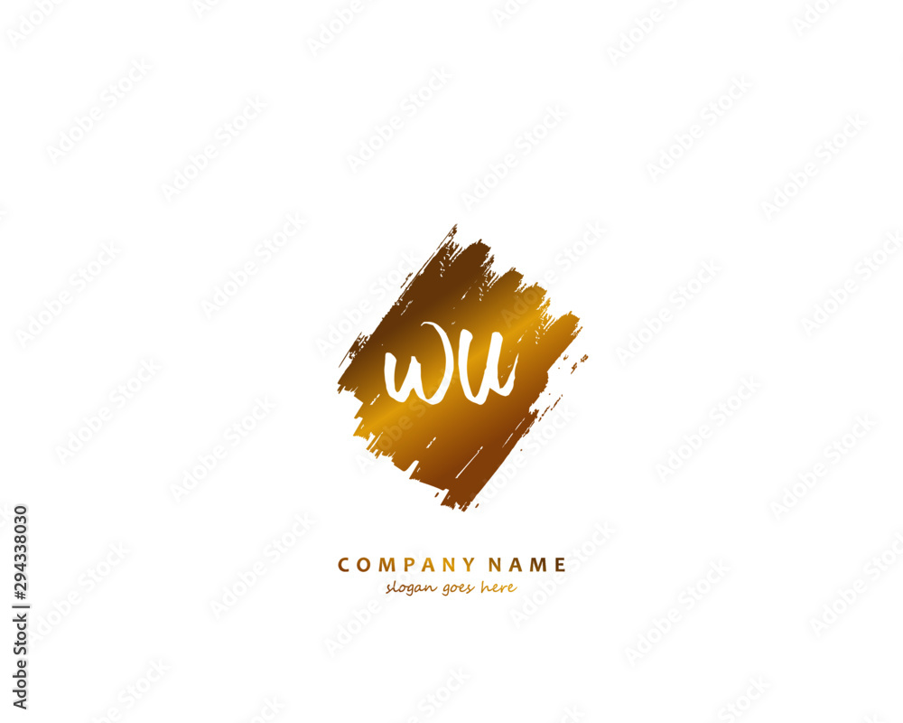 WU Initial handwriting logo vector WU Initial handwriting logo vector